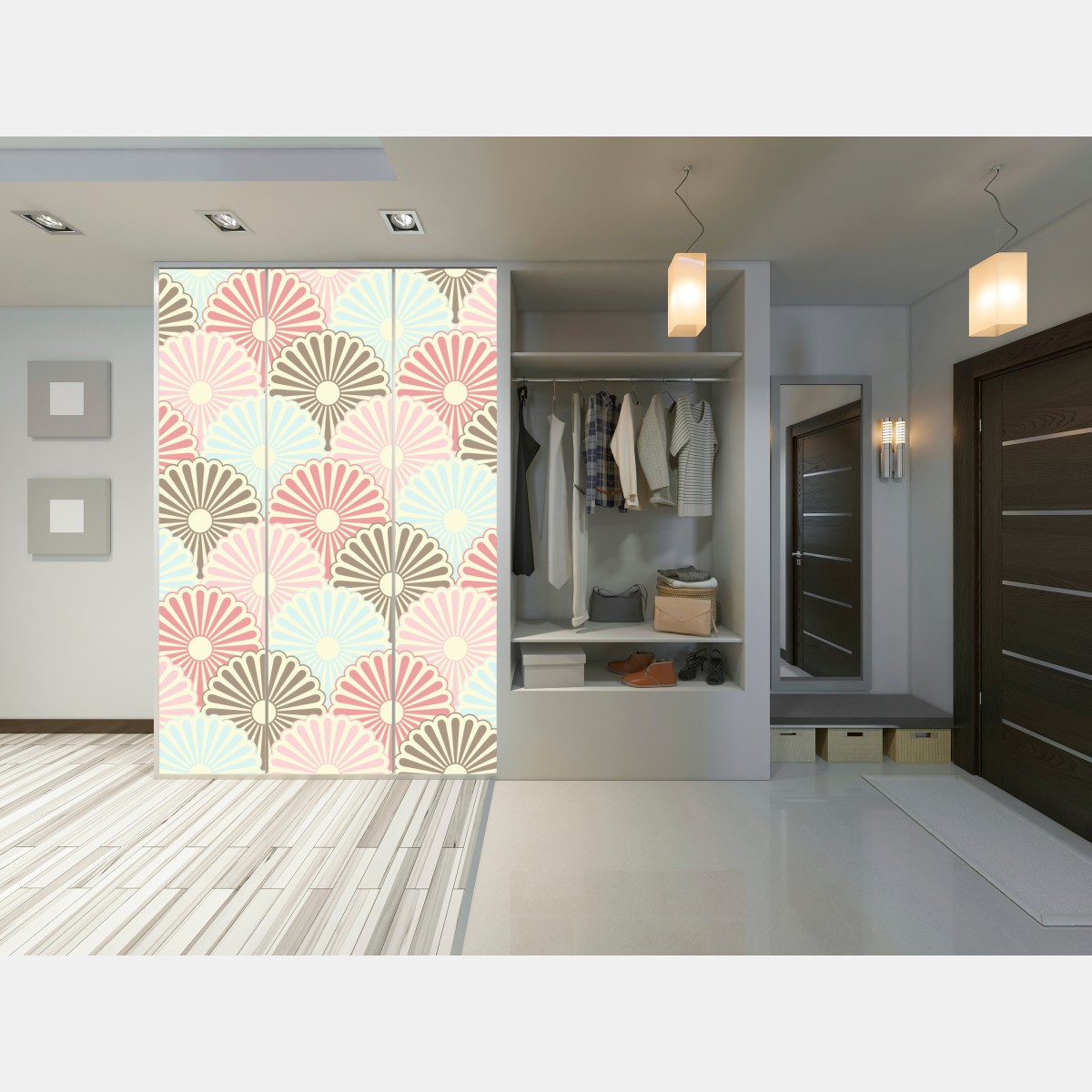 Naklejka na szafę pastelowy wzór muszelkowy – Wallissimo® Naklejka na szafę pastelowy wzór muszelkowy – Wallissimo®