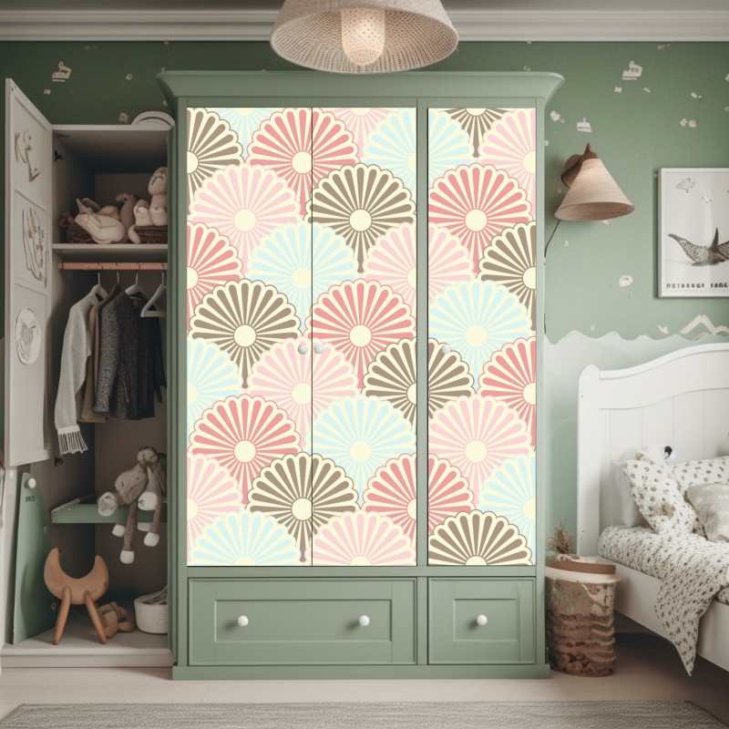 Naklejka na szafę pastelowy wzór muszelkowy – Wallissimo® Naklejka na szafę pastelowy wzór muszelkowy – Wallissimo®