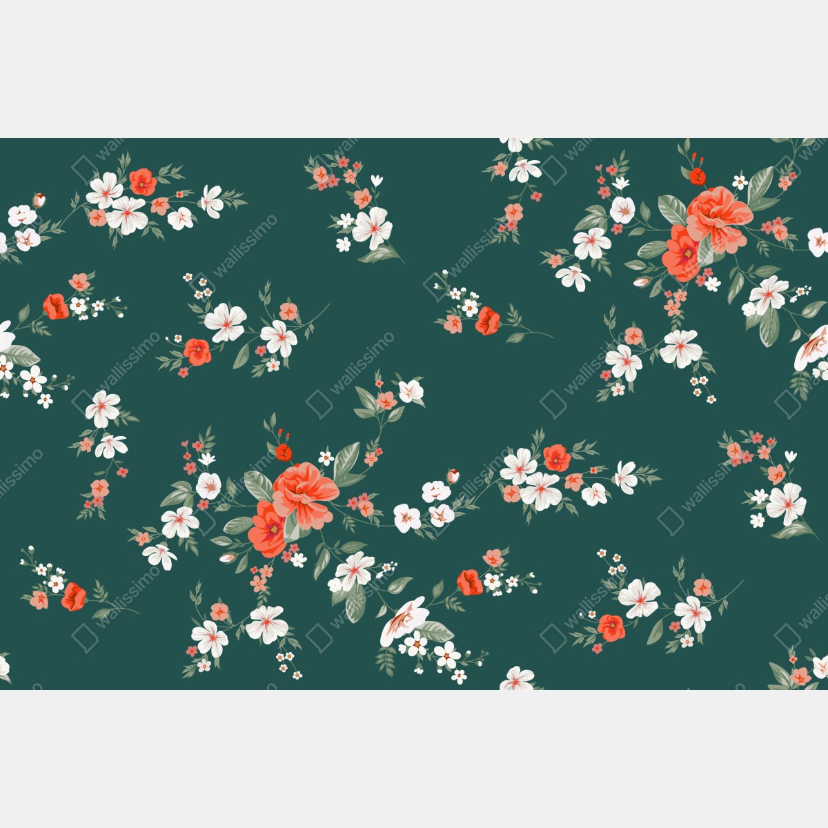 Naklejka na szafę vintage koralowy wzór kwiatowy na ciemnozielonym tle – Wallissimo® Naklejka na szafę vintage koralowy wzór kwiatowy na ciemnozielonym tle – Wallissimo®