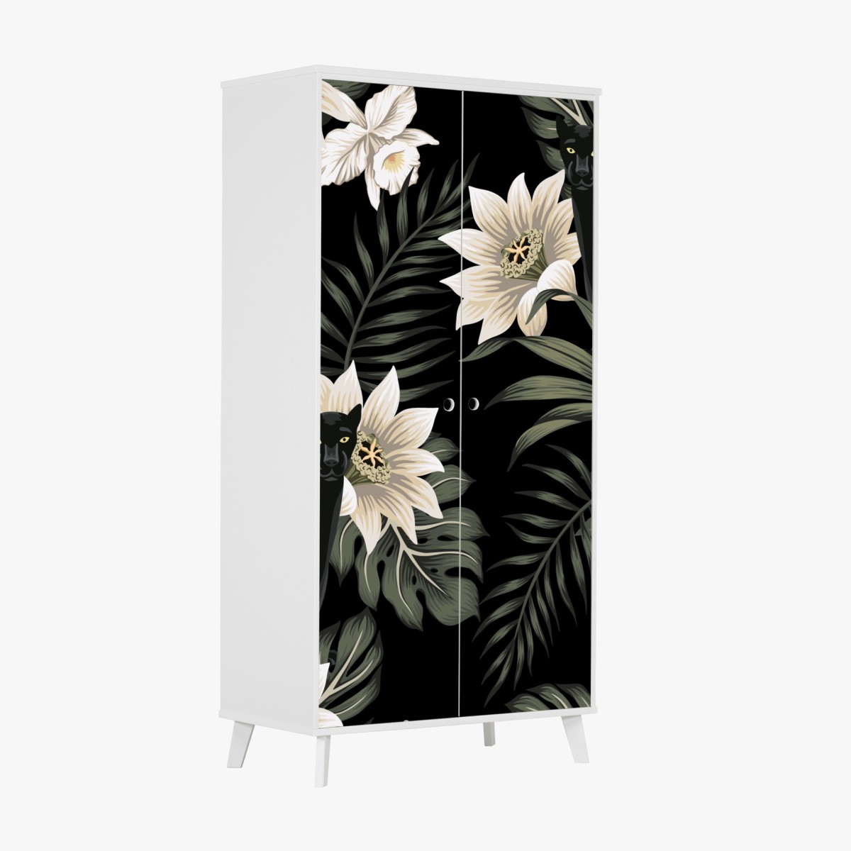 Wardrobe sticker nocturnal panther botanical print