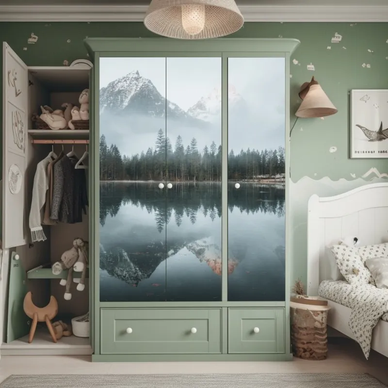 Naklejka na szafę żywa turkusowa abstrakcyjna kompozycja samochodowa – Wallissimo®