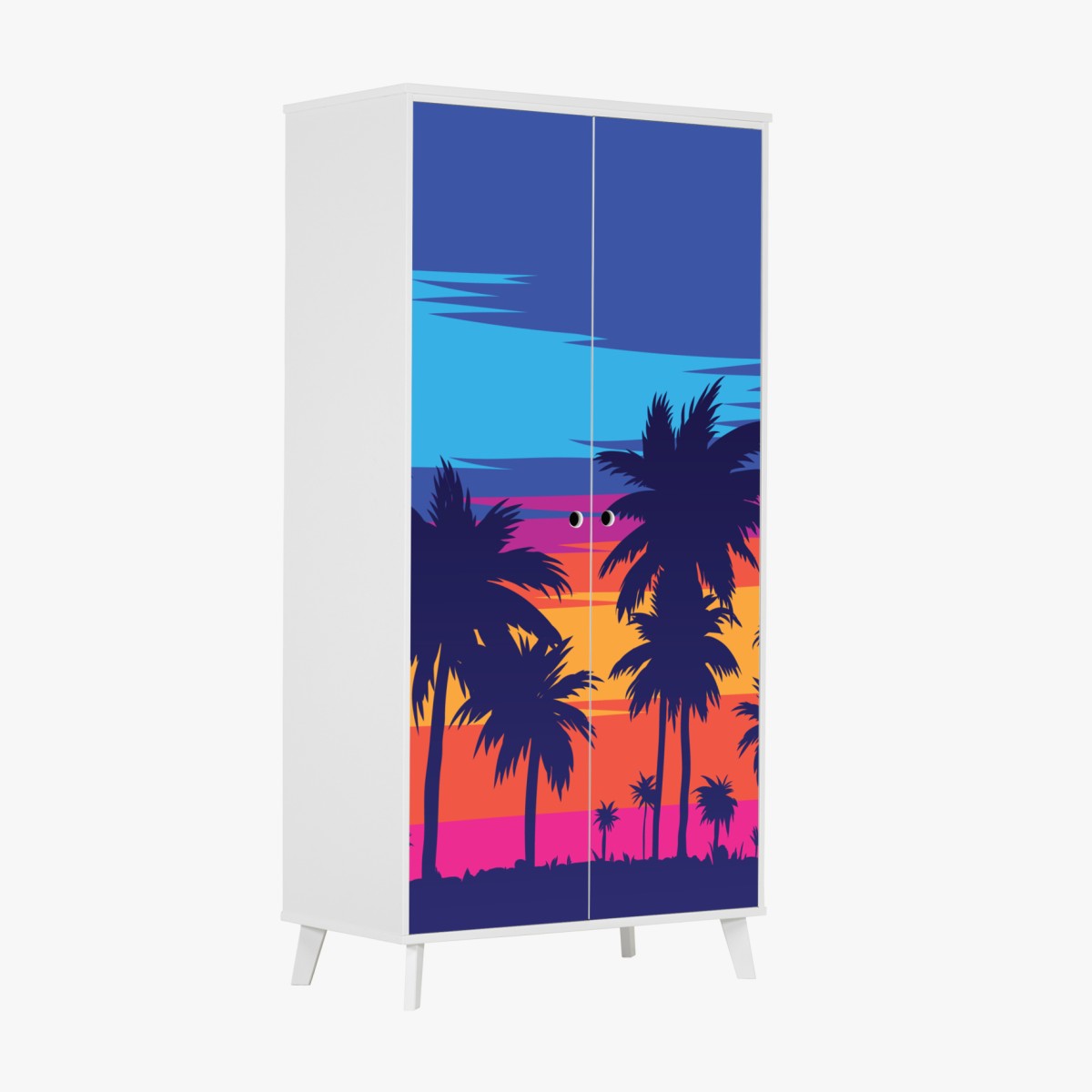 Wardrobe sticker vibrant tropical sunset palms