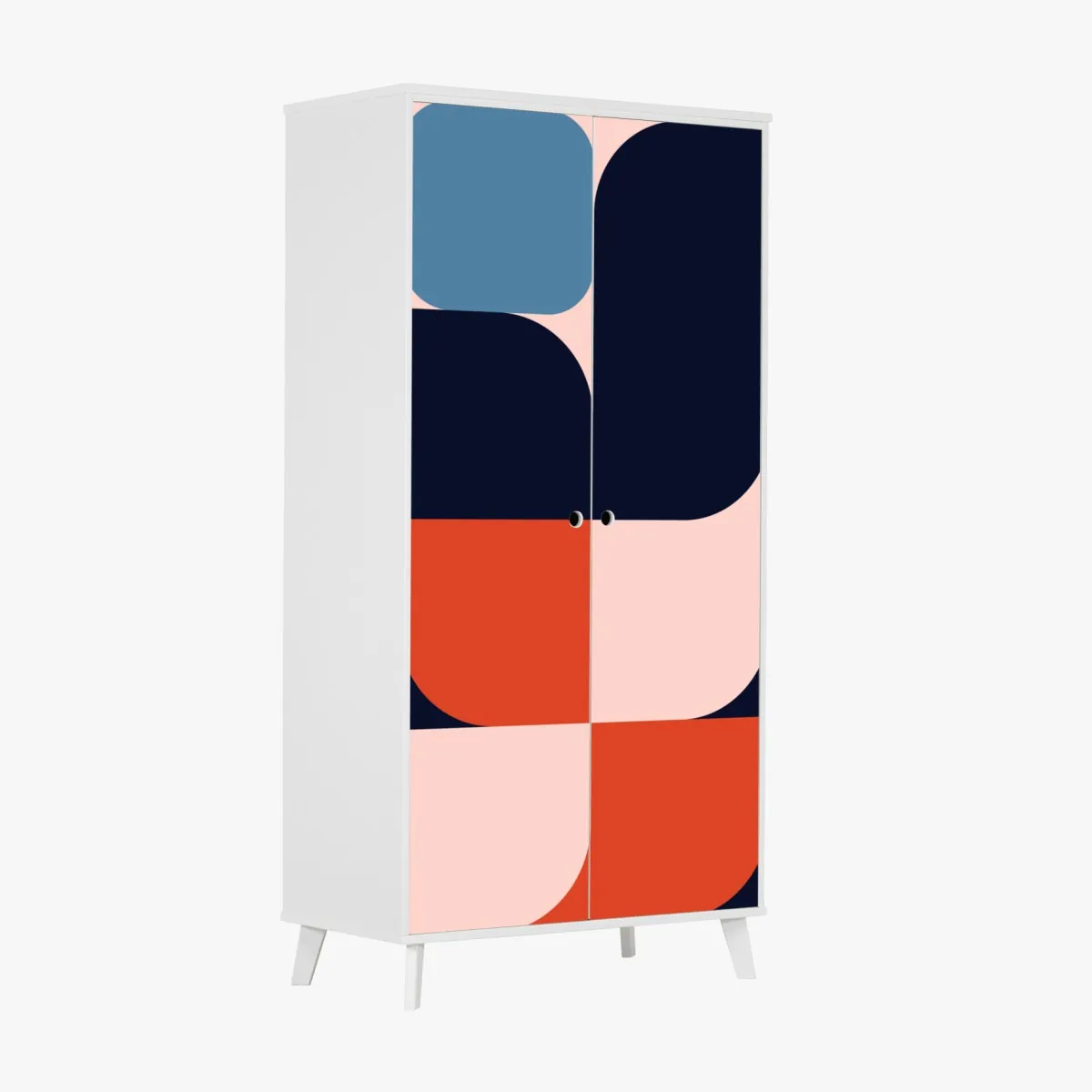 Naklejka na szafę odważny geometryczny wzór retro – Wallissimo® Naklejka na szafę odważny geometryczny wzór retro – Wallissimo®