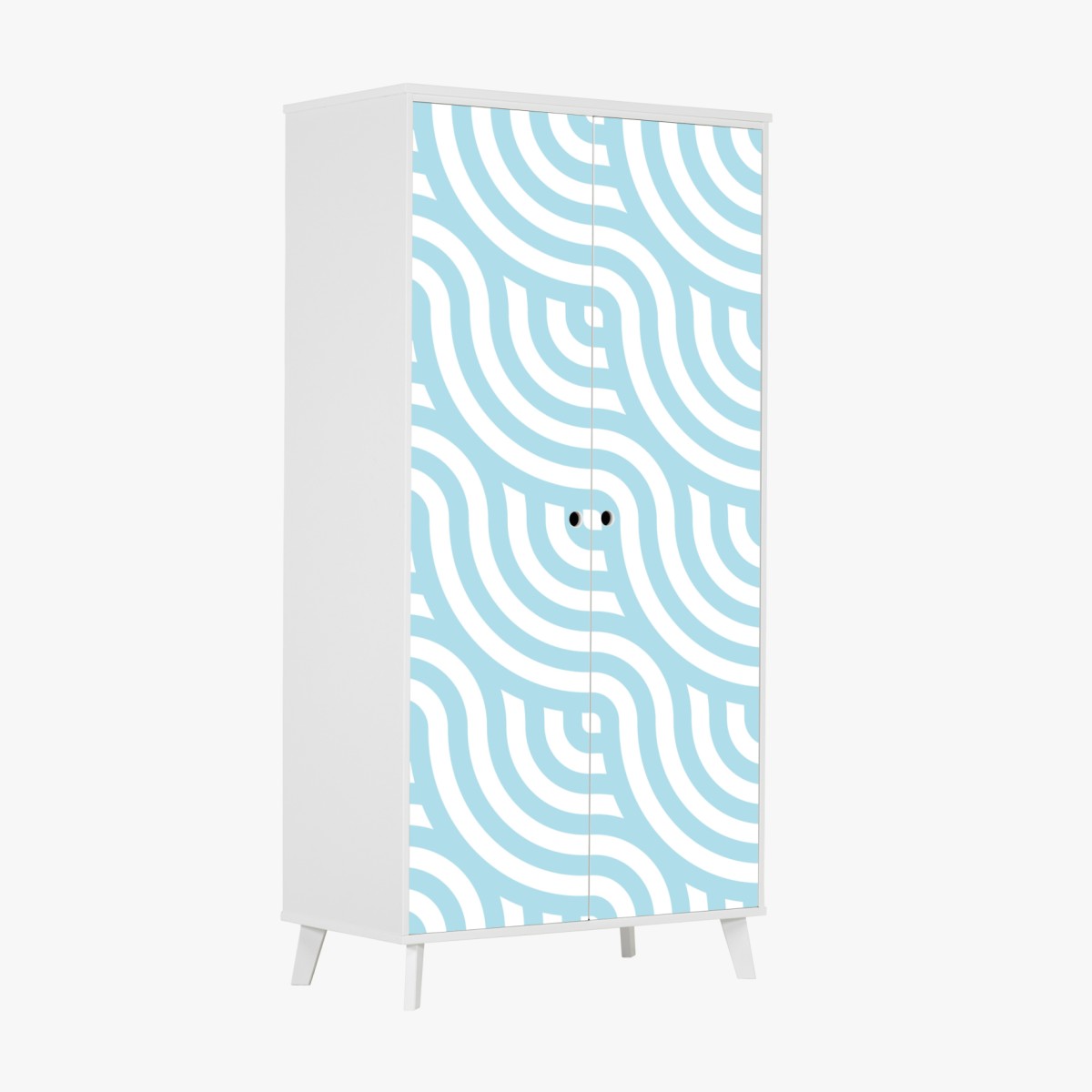 Wardrobe sticker soft turquoise geometric wave pattern