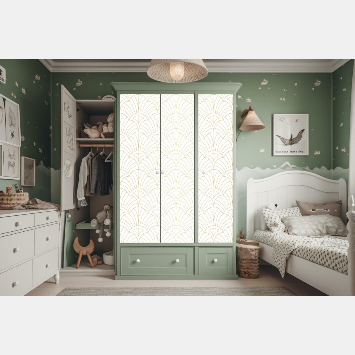 Naklejka na szafę złoty wzór art deco – Wallissimo® Naklejka na szafę złoty wzór art deco – Wallissimo®