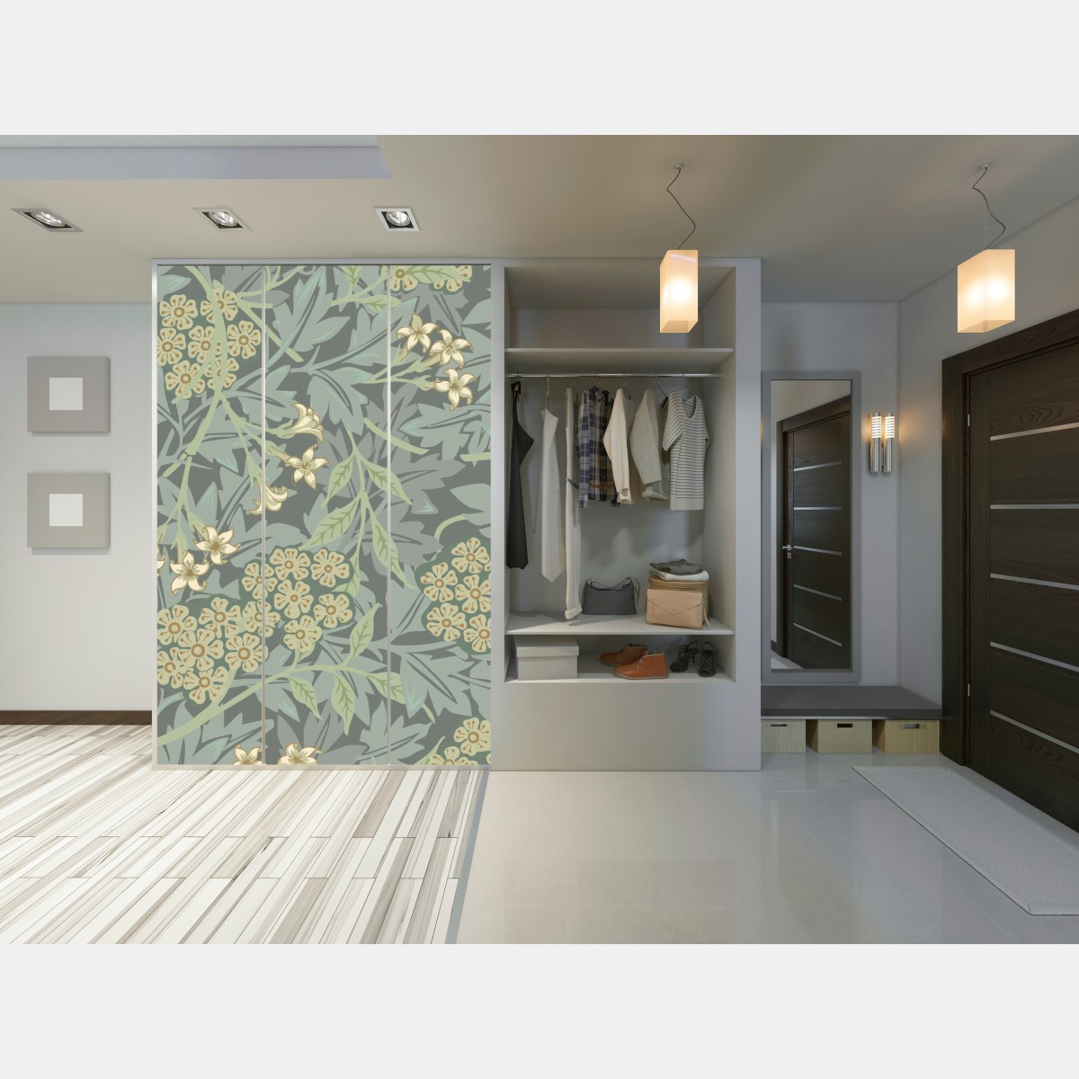 Naklejka na szafę vintage botaniczny wzór kwiatowy – Wallissimo® Naklejka na szafę vintage botaniczny wzór kwiatowy – Wallissimo®