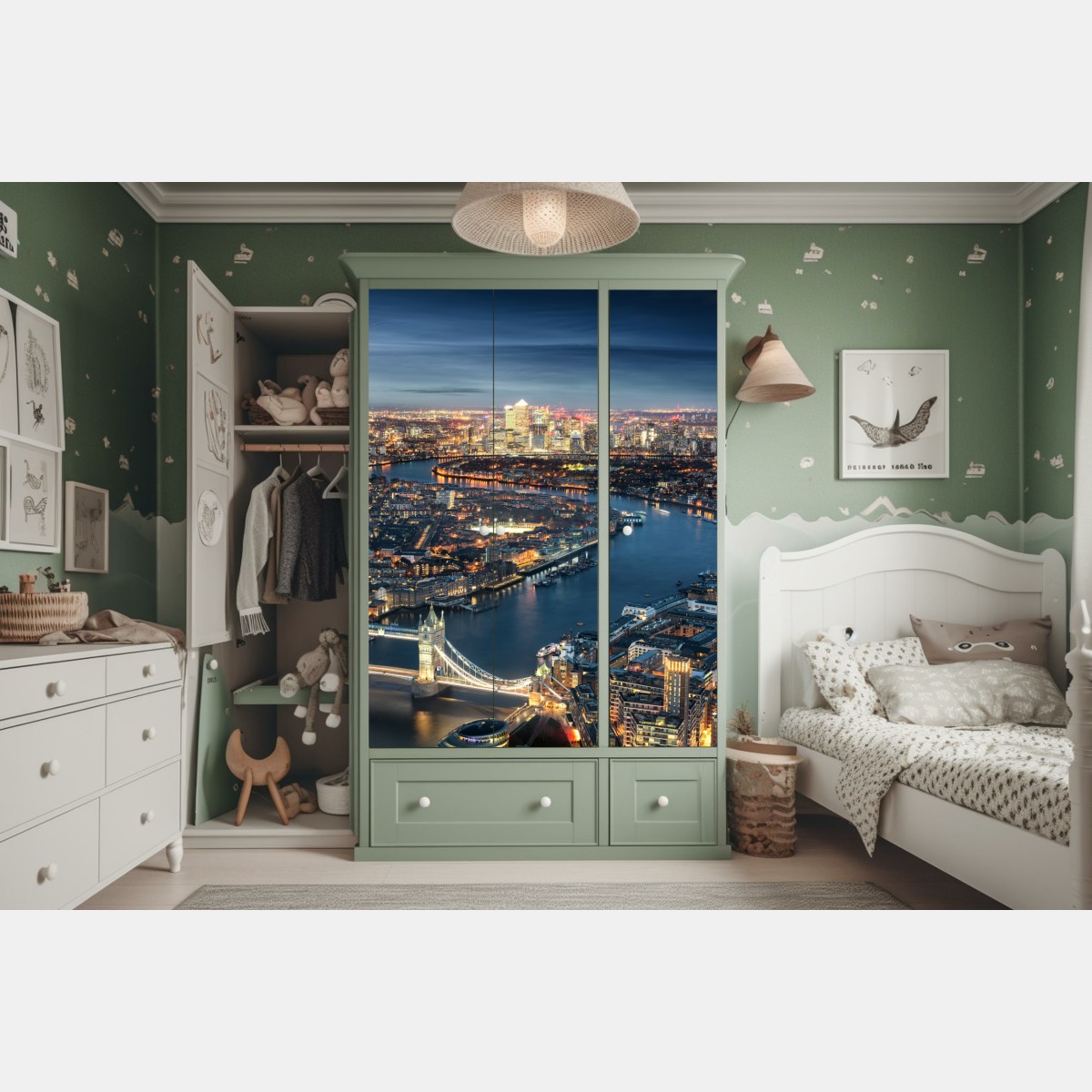 Naklejka na szafę nocna panorama Londynu – Wallissimo® Naklejka na szafę nocna panorama Londynu – Wallissimo®