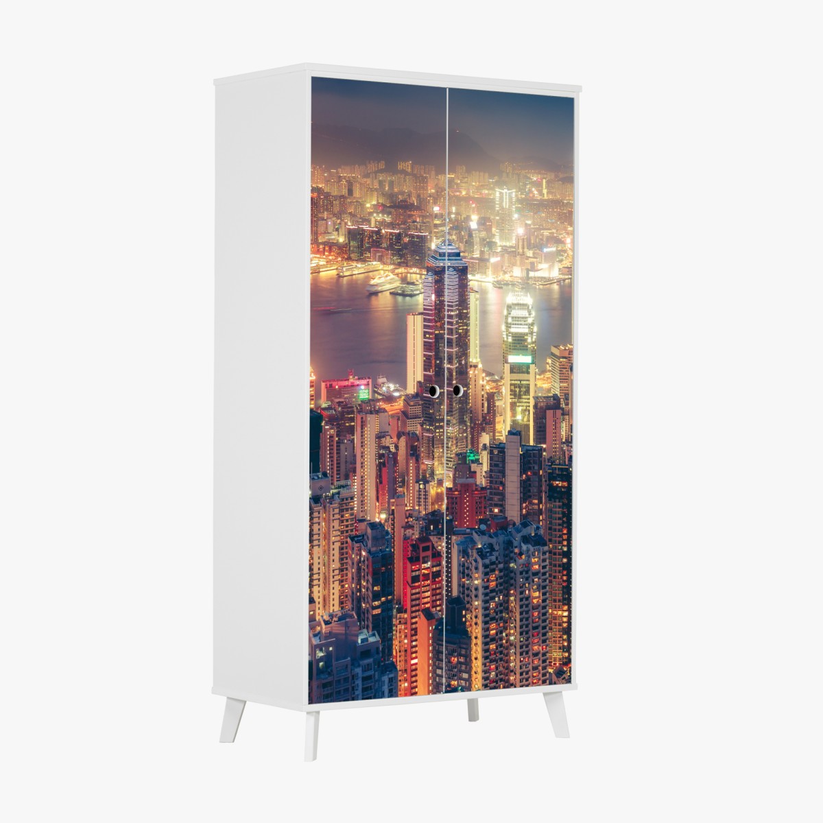 Wardrobe sticker Hong Kong skyline at night from Victoria Peak