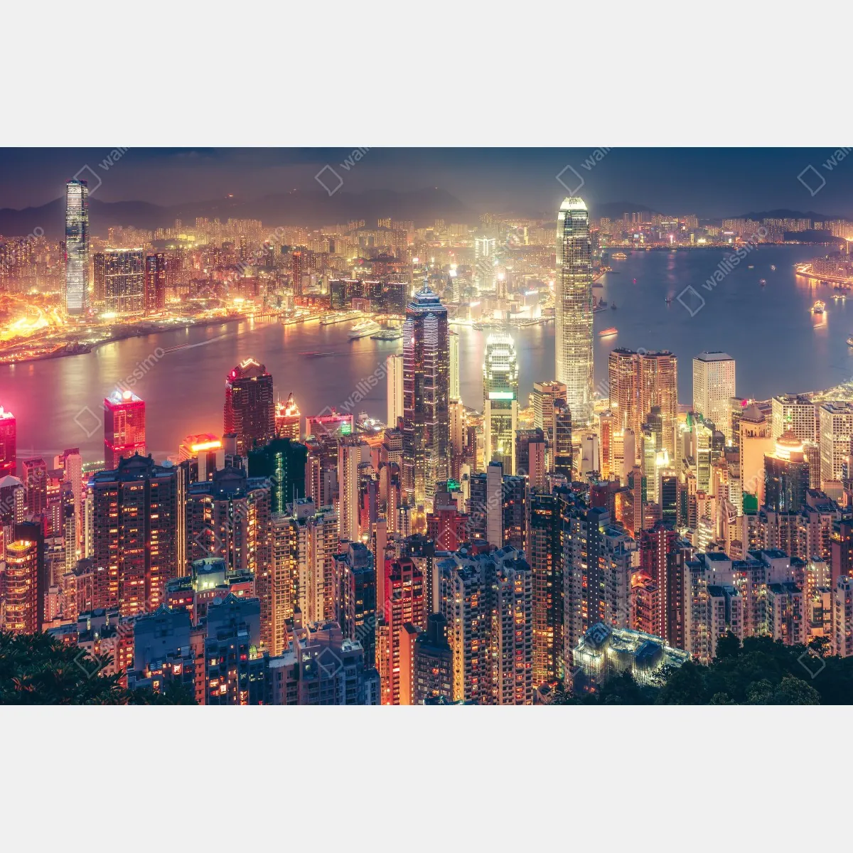 Naklejka na szafę Hongkong nocny widok ze szczytu Victoria Peak – Wallissimo® Naklejka na szafę Hongkong nocny widok ze szczytu Victoria Peak – Wallissimo®