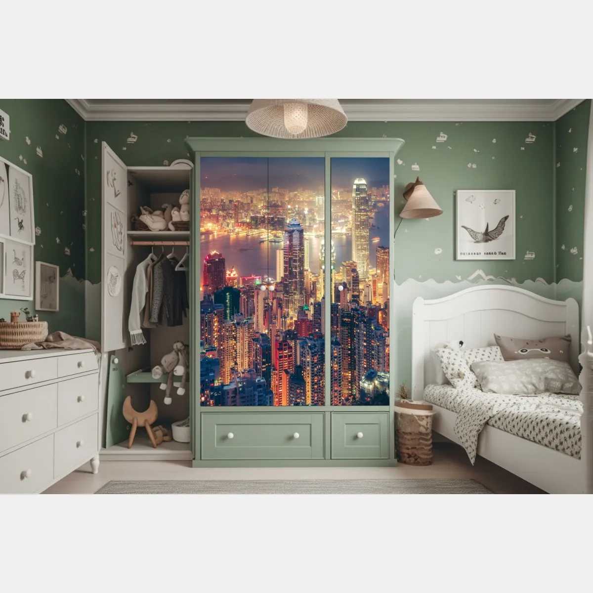 Naklejka na szafę Hongkong nocny widok ze szczytu Victoria Peak – Wallissimo® Naklejka na szafę Hongkong nocny widok ze szczytu Victoria Peak – Wallissimo®