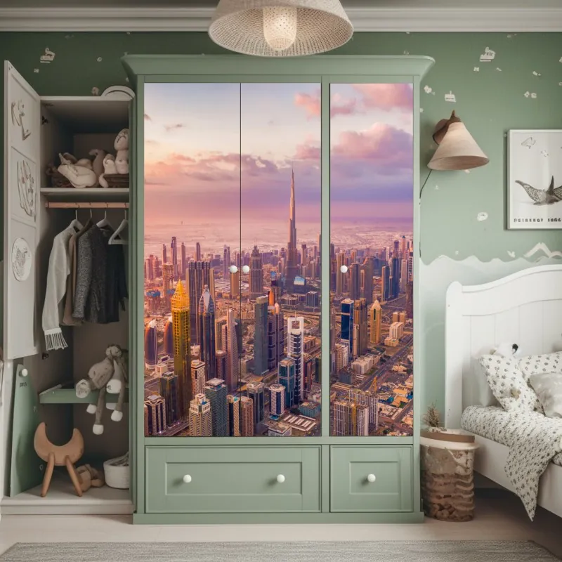 Naklejka na szafę delikatne białe storczyki na stonowanym tle – Wallissimo®