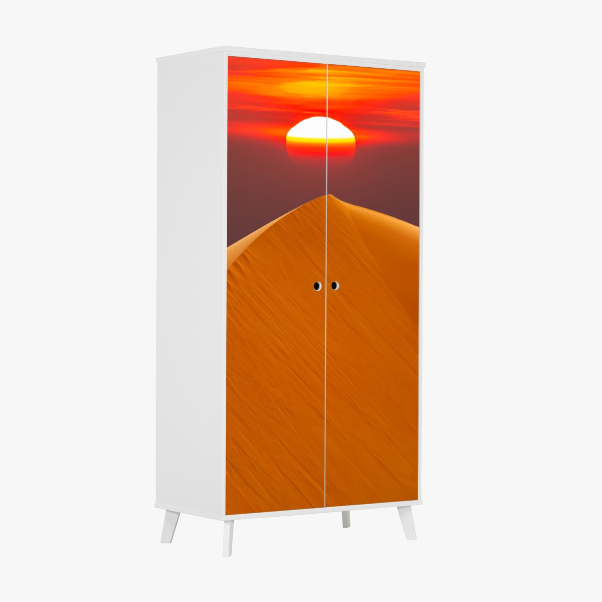 Wardrobe sticker golden desert sunset over sand dunes