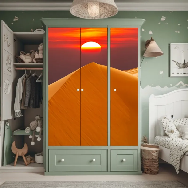 Naklejka na szafę beżowa tekstura marmuru z naturalnymi żyłami – Wallissimo®