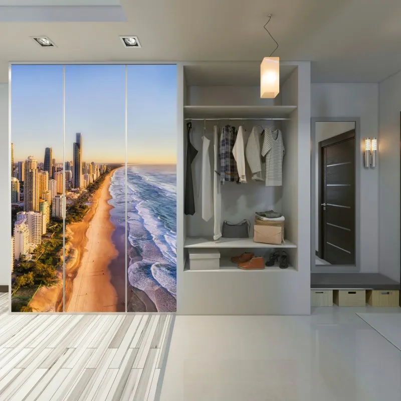 Naklejka na szafę ornamentalny złoty wzór chmur – Wallissimo®