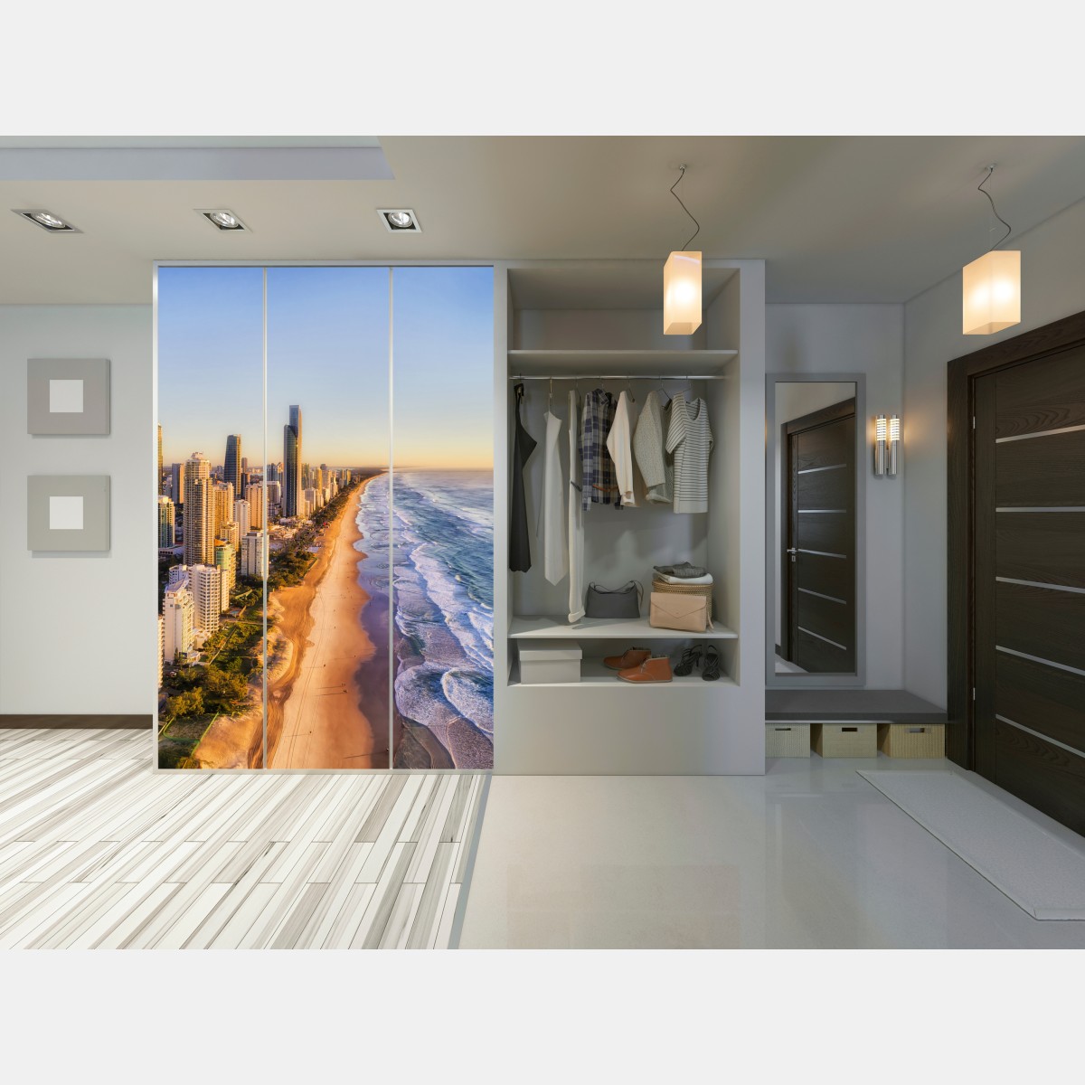 Naklejka na szafę wschód słońca nad Surfers Paradise – Wallissimo® Naklejka na szafę wschód słońca nad Surfers Paradise – Wallissimo®