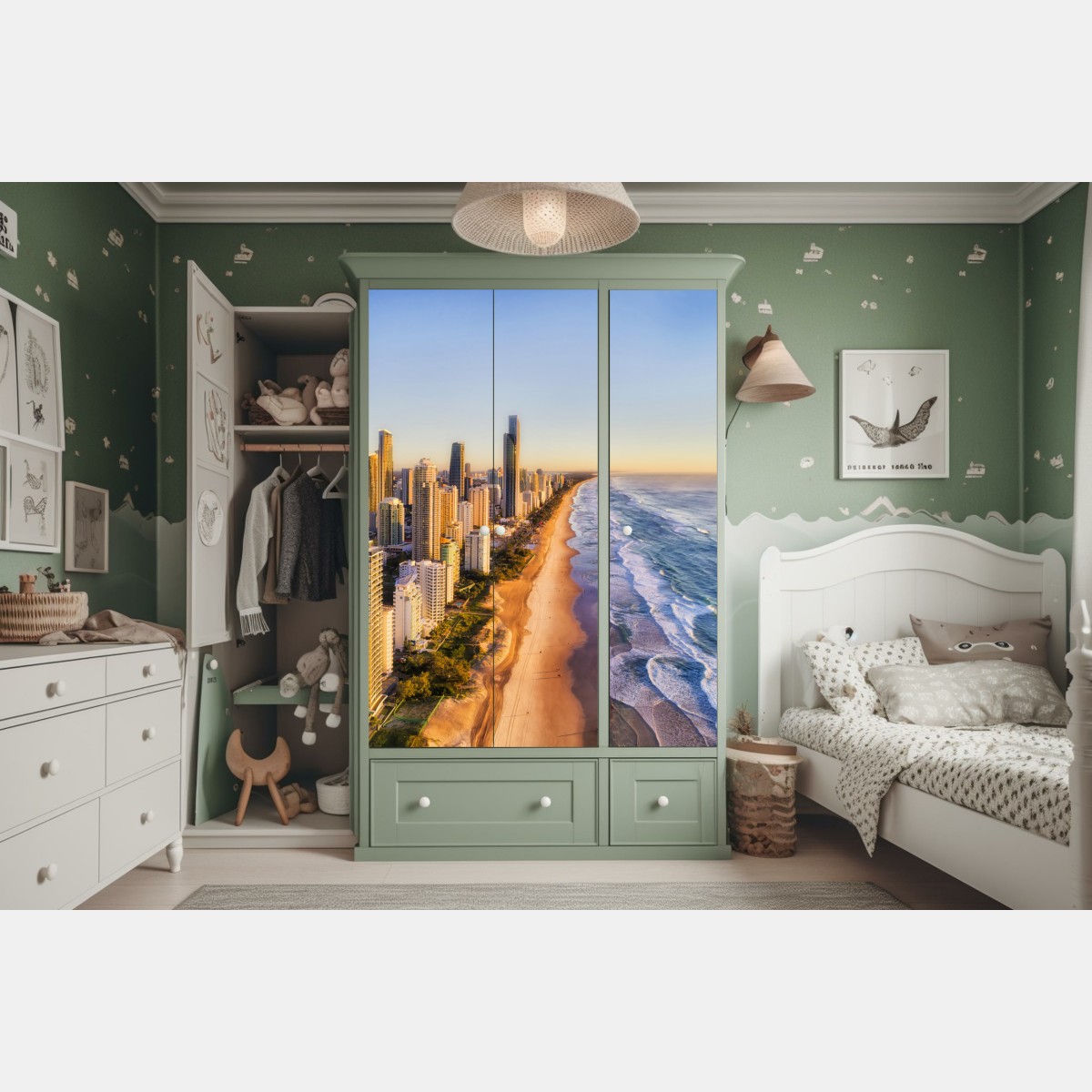 Naklejka na szafę wschód słońca nad Surfers Paradise – Wallissimo® Naklejka na szafę wschód słońca nad Surfers Paradise – Wallissimo®