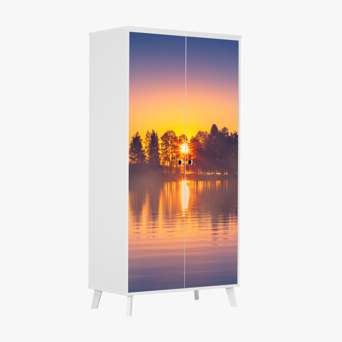 Wardrobe sticker misty lakeside sunset reflections