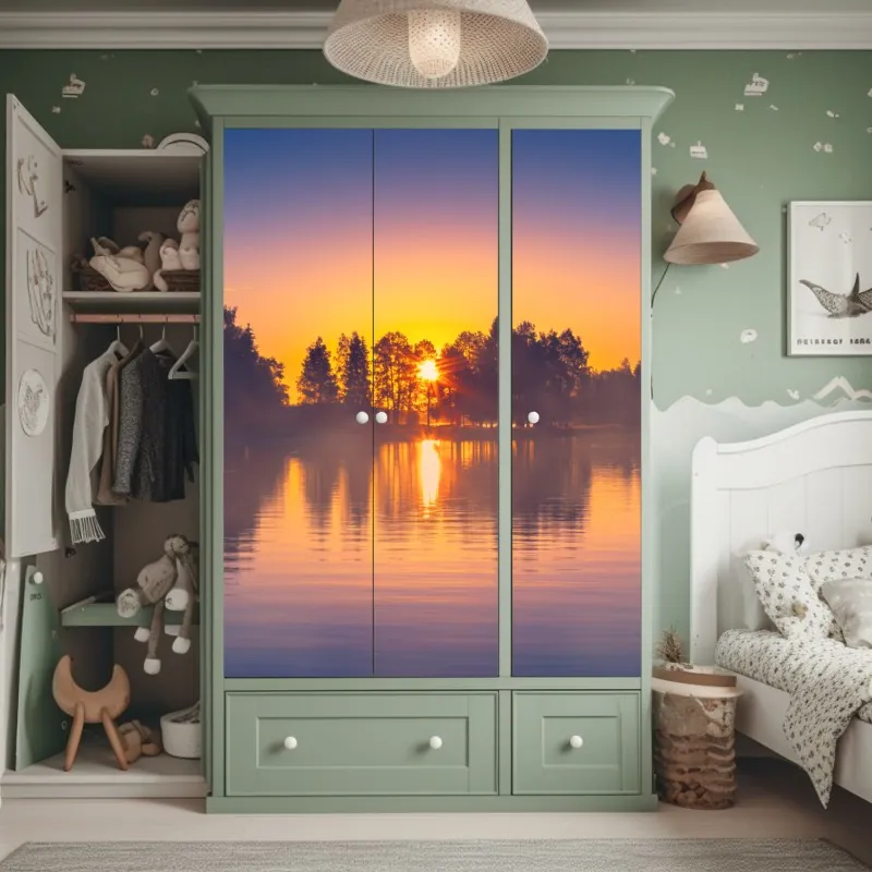 Naklejka na szafę złote pole pod szerokim błękitnym niebem – Wallissimo®