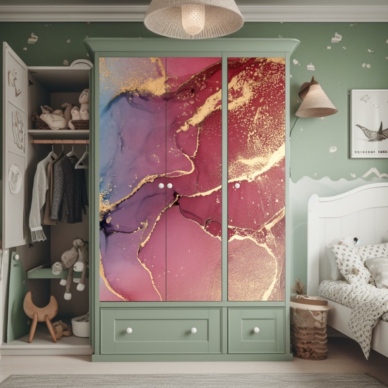 Naklejka na szafę minimalna niebieska wstęga geometryczna – Wallissimo®