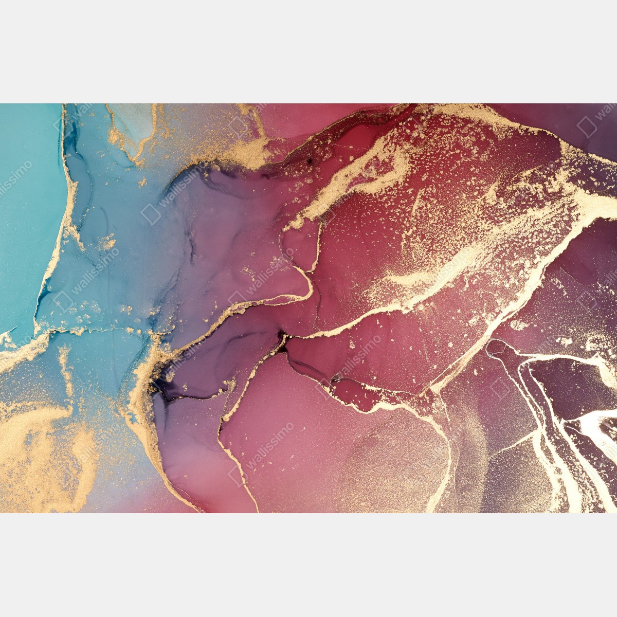 Naklejka na szafę abstrakcyjne marmurowe tło w odcieniach turkusu i fioletu ze złotem – Wallissimo® Naklejka na szafę abstrakcyjne marmurowe tło w odcieniach turkusu i fioletu ze złotem – Wallissimo®