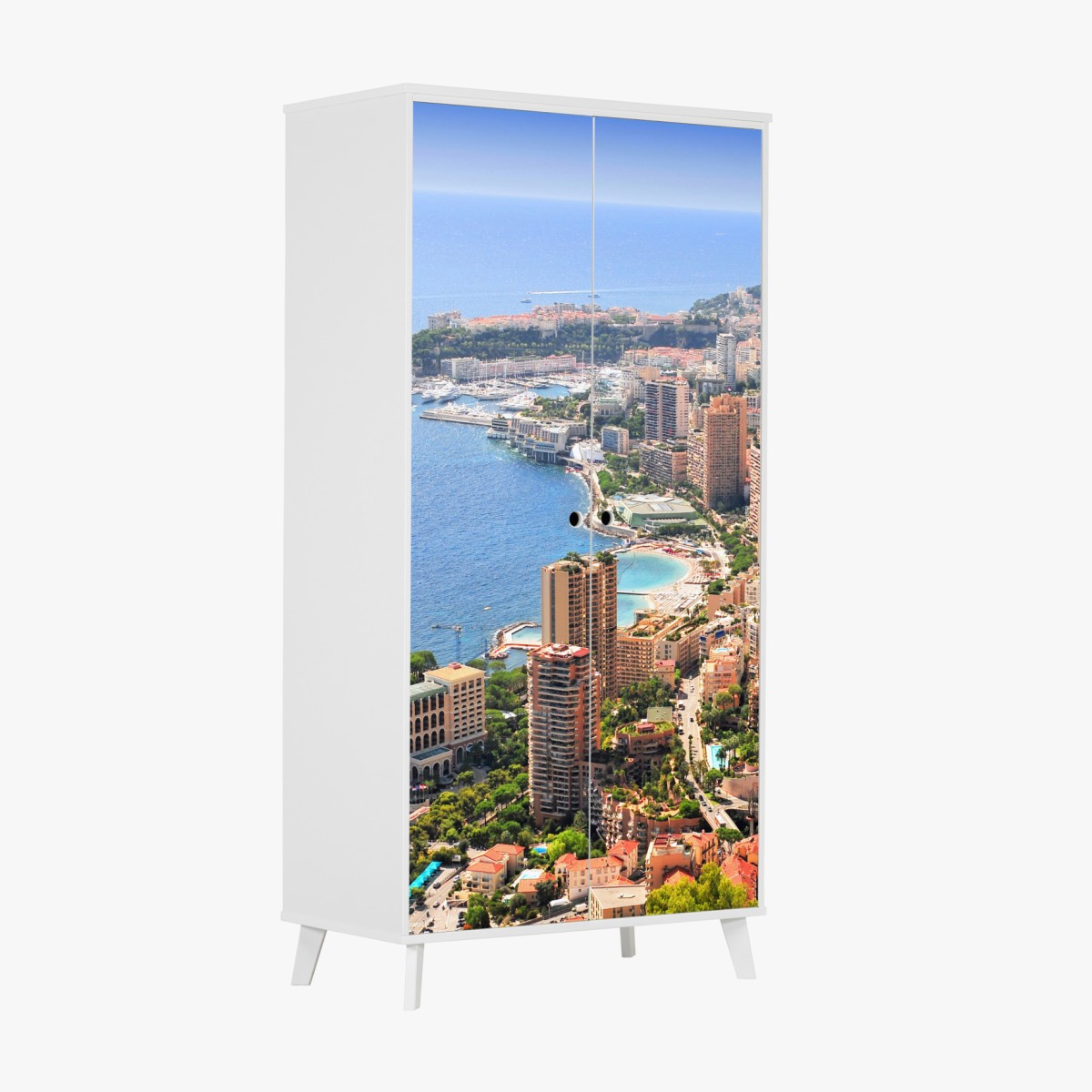 Wardrobe sticker sunlit mediterranean city skyline