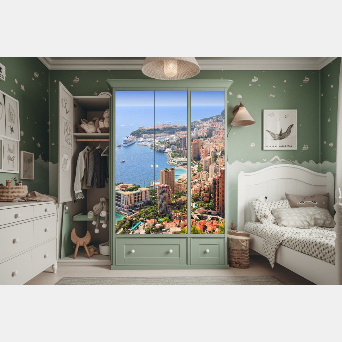 Naklejka na szafę słoneczna panorama nadmorskiego miasta – Wallissimo® Naklejka na szafę słoneczna panorama nadmorskiego miasta – Wallissimo®