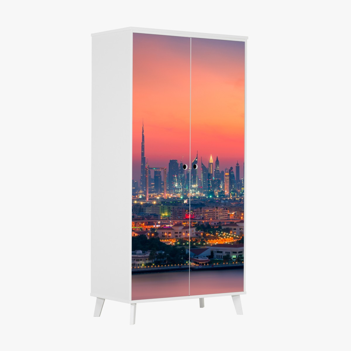Wardrobe sticker Dubai skyline at sunset