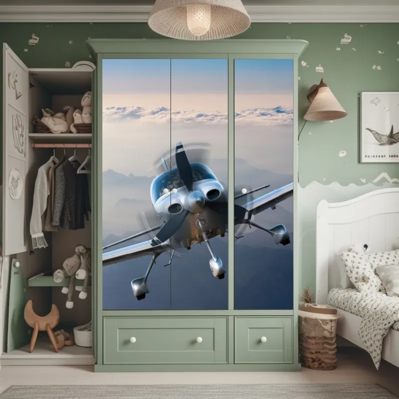 Naklejka na szafę miętowy kwiatowy wzór w stylu vintage – Wallissimo®