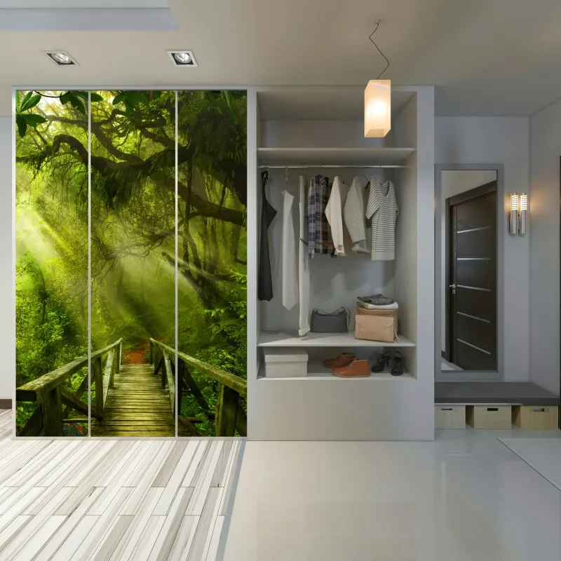 Naklejka na szafę niebieski kwiatowy wzór toile – Wallissimo®