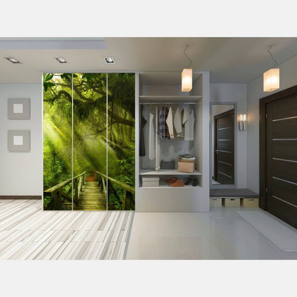 Naklejka na szafę słoneczna leśna ścieżka – Wallissimo® Naklejka na szafę słoneczna leśna ścieżka – Wallissimo®