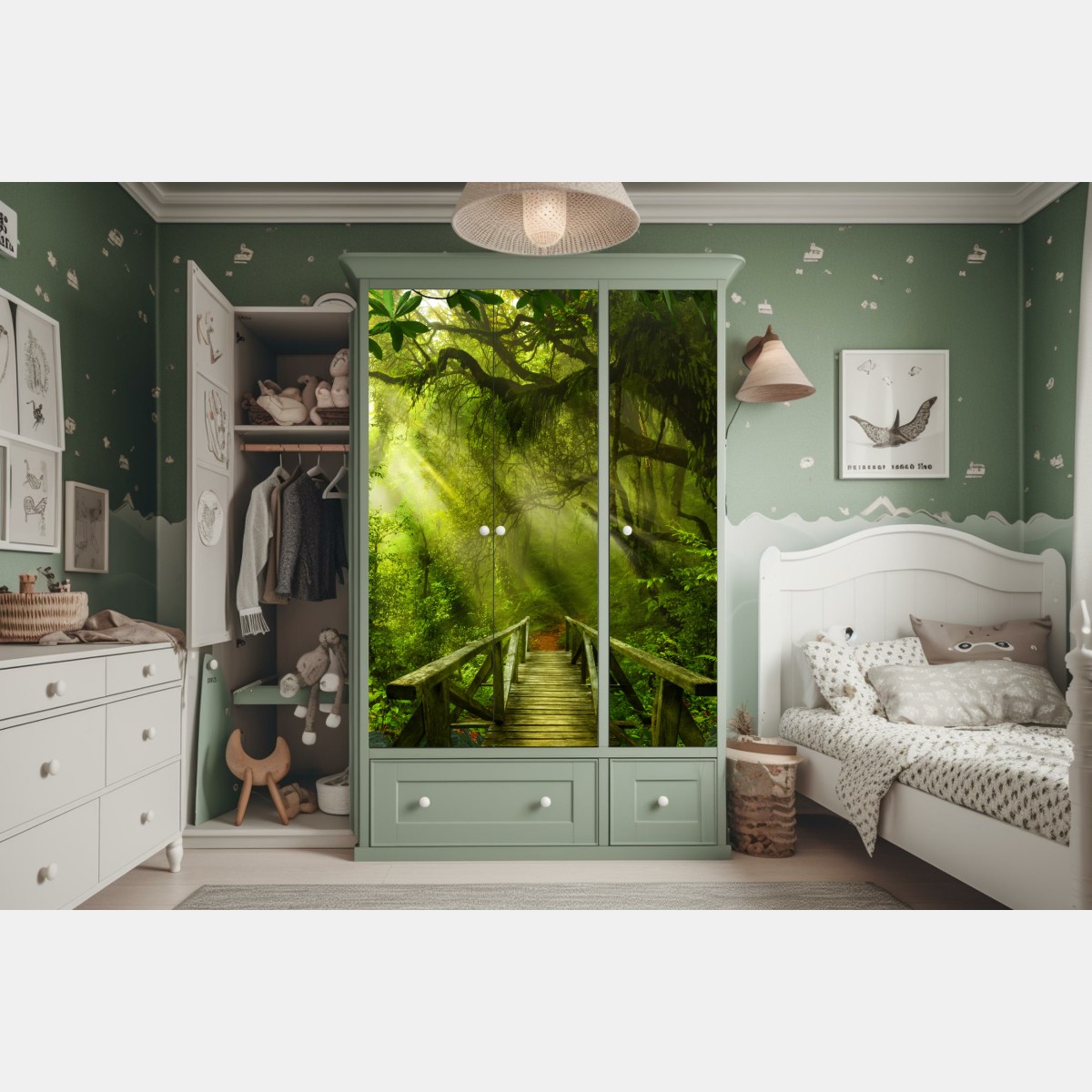 Naklejka na szafę słoneczna leśna ścieżka – Wallissimo® Naklejka na szafę słoneczna leśna ścieżka – Wallissimo®