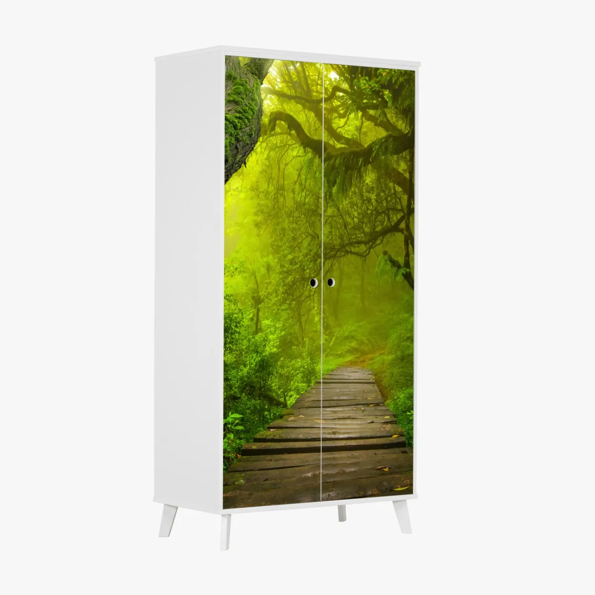 Naklejka na szafę mistyczna zielona ścieżka w lesie – Wallissimo® Naklejka na szafę mistyczna zielona ścieżka w lesie – Wallissimo®