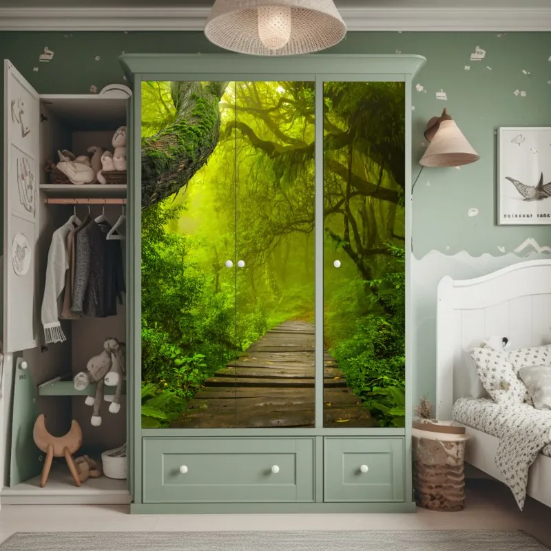 Naklejka na szafę złote pole pod szerokim błękitnym niebem – Wallissimo®