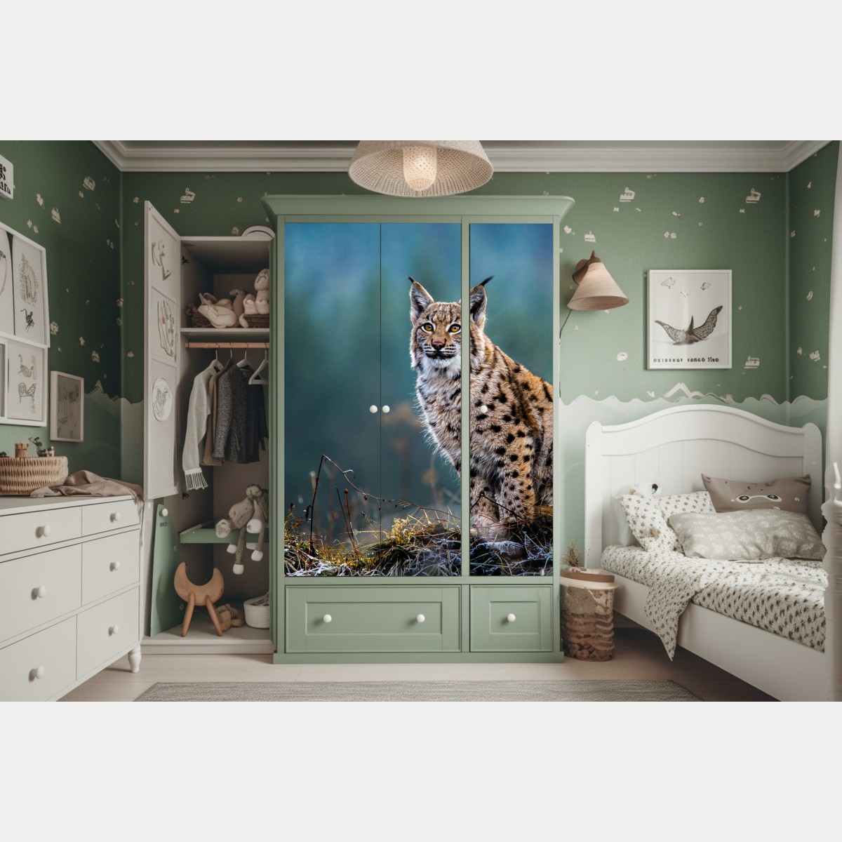 Naklejka na szafę majestatyczny ryś w naturalnym środowisku – Wallissimo® Naklejka na szafę majestatyczny ryś w naturalnym środowisku – Wallissimo®