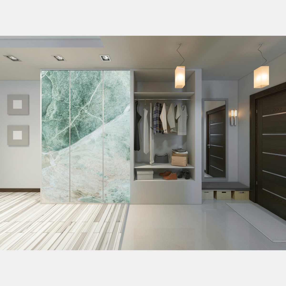 Naklejka na szafę zielona marmurowa faktura abstrakcyjna – Wallissimo® Naklejka na szafę zielona marmurowa faktura abstrakcyjna – Wallissimo®