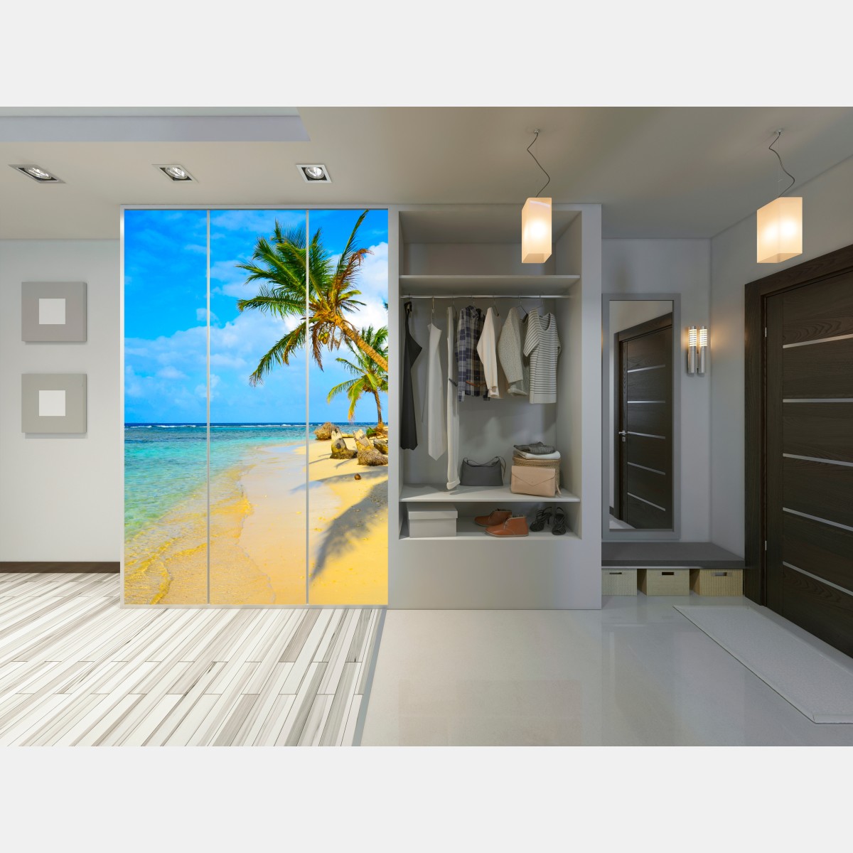 Naklejka na szafę tropikalna turkusowa plaża – Wallissimo® Naklejka na szafę tropikalna turkusowa plaża – Wallissimo®