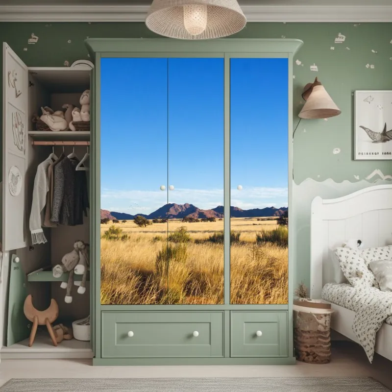 Naklejka na szafę delikatny turkusowy wzór botaniczny – Wallissimo®