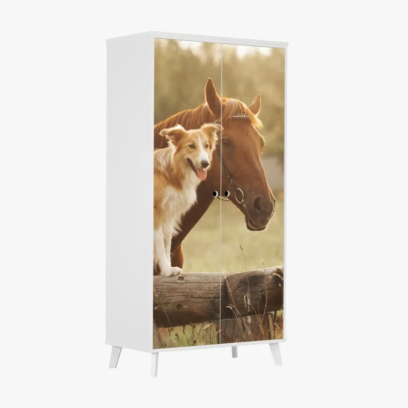 Naklejka na szafę tropikalny zachód słońca z palmami – Wallissimo®