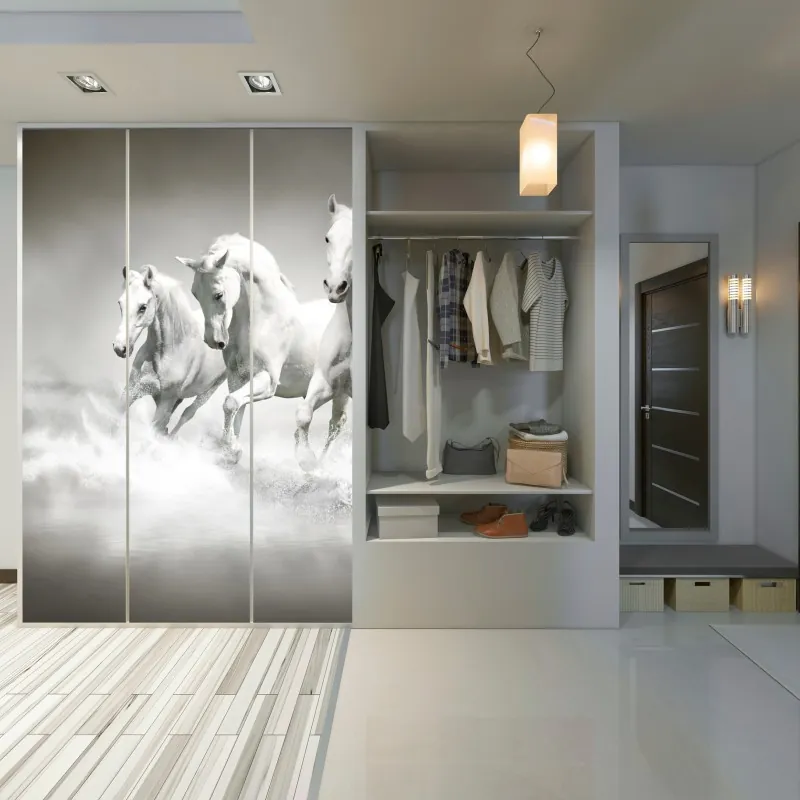 Naklejka na szafę intensywny żółty rozbryzg farby na czarnym tle – Wallissimo®