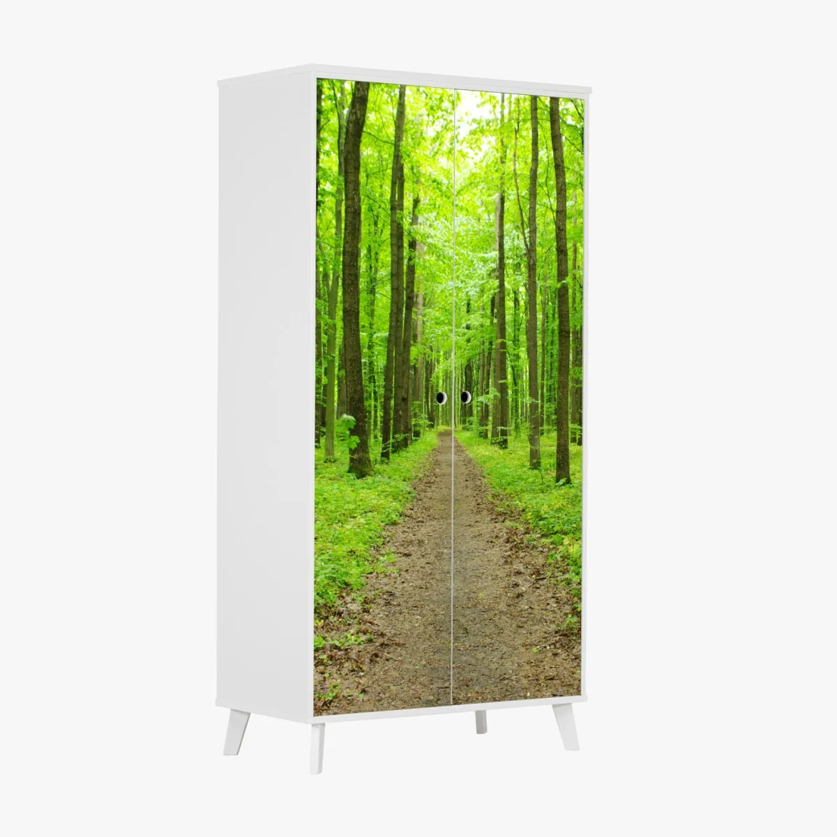 Naklejka na szafę spokojna zielona ścieżka w lesie – Wallissimo® Naklejka na szafę spokojna zielona ścieżka w lesie – Wallissimo®