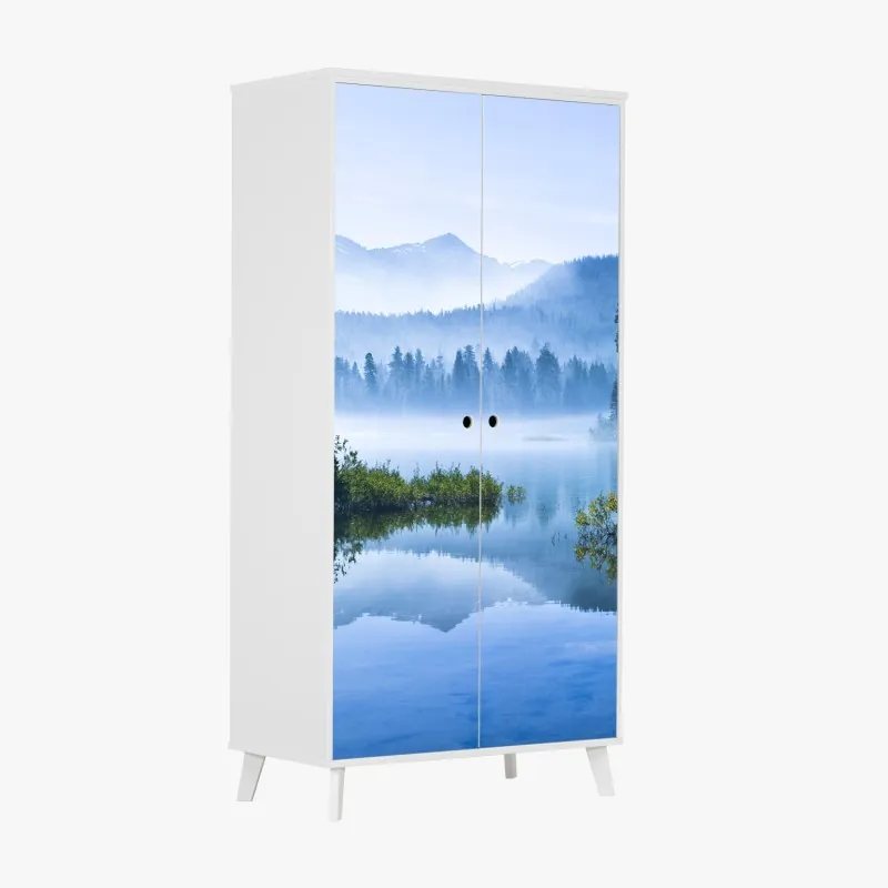 Naklejka na szafę wschód słońca nad Lago di Braies – Wallissimo®