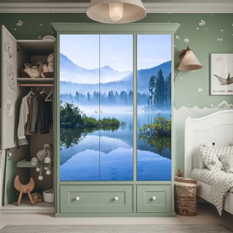 Naklejka na szafę wschód słońca nad Lago di Braies – Wallissimo®