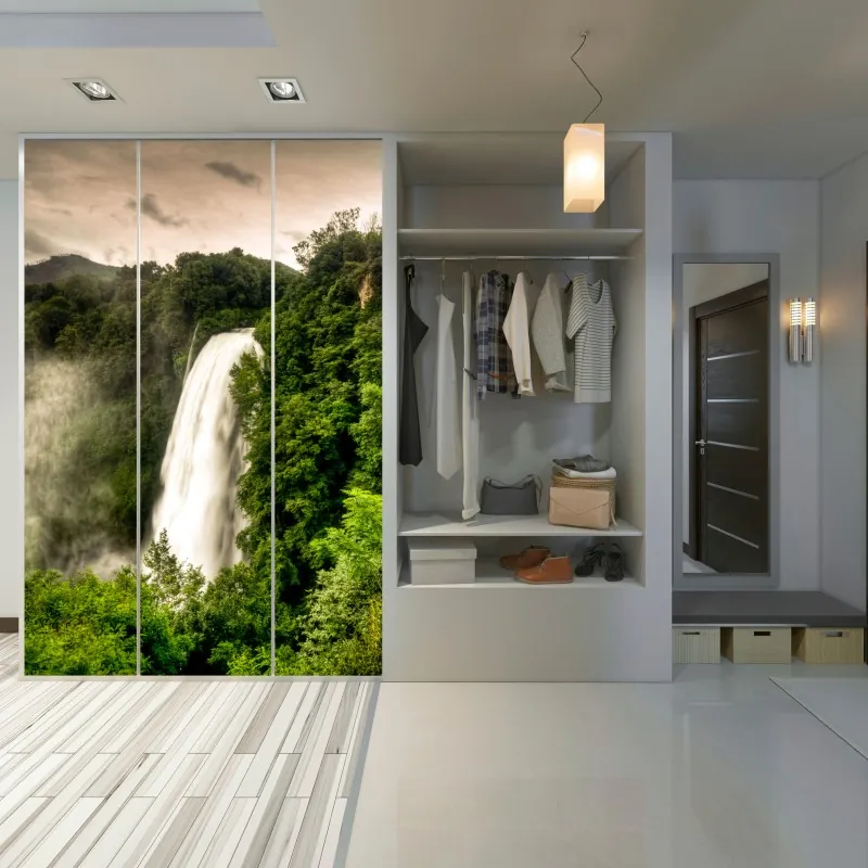 Naklejka na szafę abstrakcyjna stalowa konstrukcja mostu w perspektywie – Wallissimo®