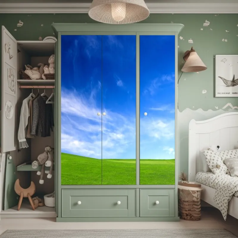 Naklejka na szafę beżowa tekstura kamienia travertynu – Wallissimo®