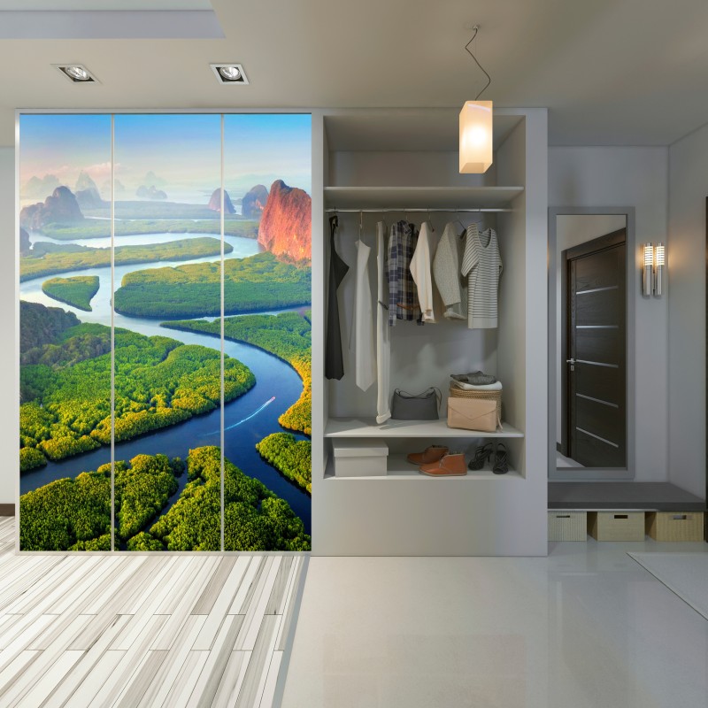 Naklejka na szafę wschód słońca nad Zatoką Phang Nga – Wallissimo® Naklejka na szafę wschód słońca nad Zatoką Phang Nga – Wallissimo®