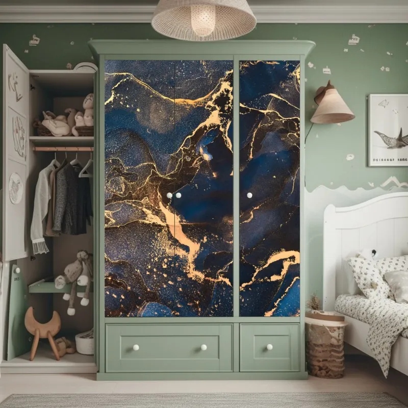 Naklejka na szafę jasny bukiet słoneczników na żółtym tle – Wallissimo®