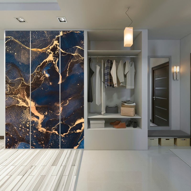 Naklejka na szafę nocny marmur ze złotymi żyłkami – Wallissimo® Naklejka na szafę nocny marmur ze złotymi żyłkami – Wallissimo®