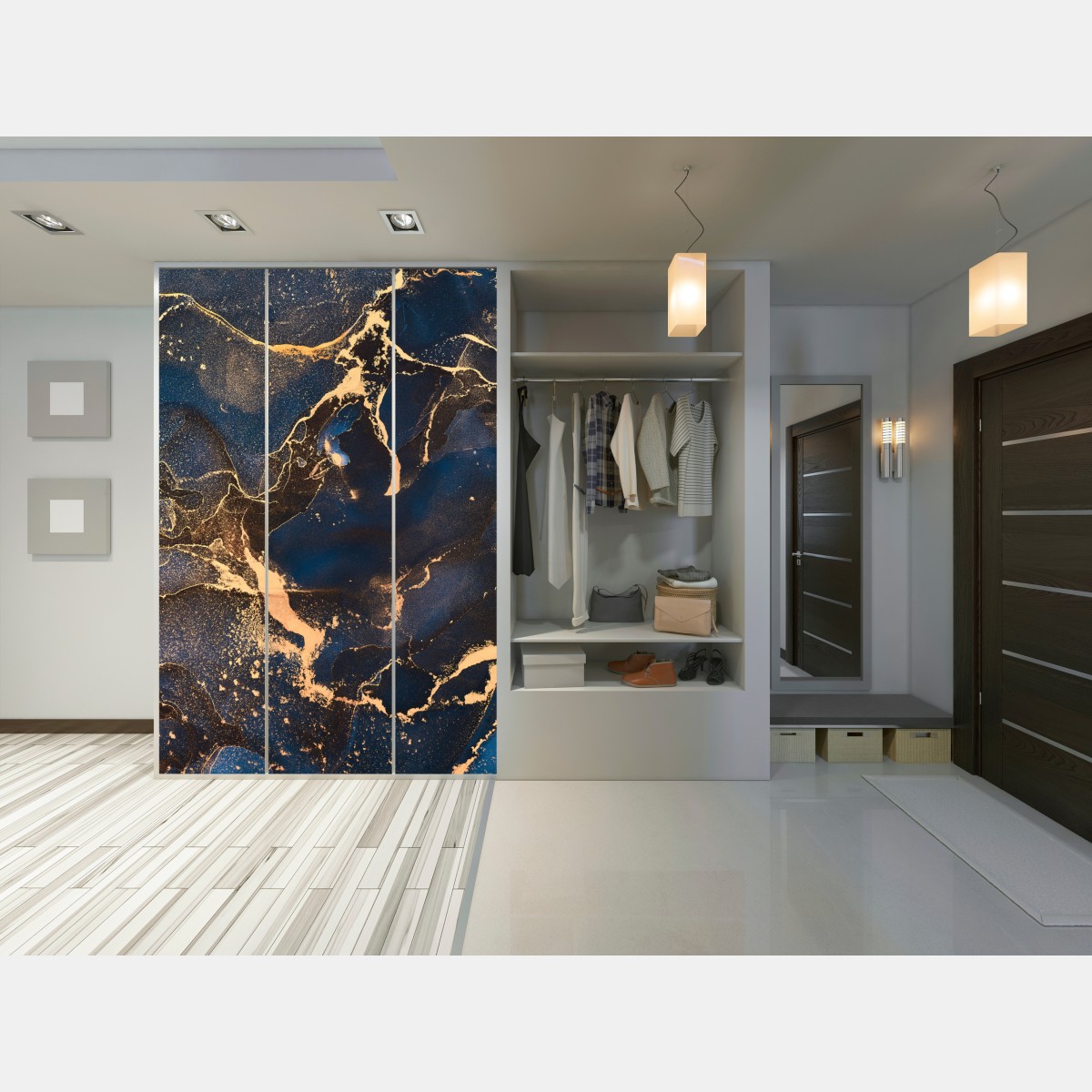 Naklejka na szafę nocny marmur ze złotymi żyłkami – Wallissimo® Naklejka na szafę nocny marmur ze złotymi żyłkami – Wallissimo®