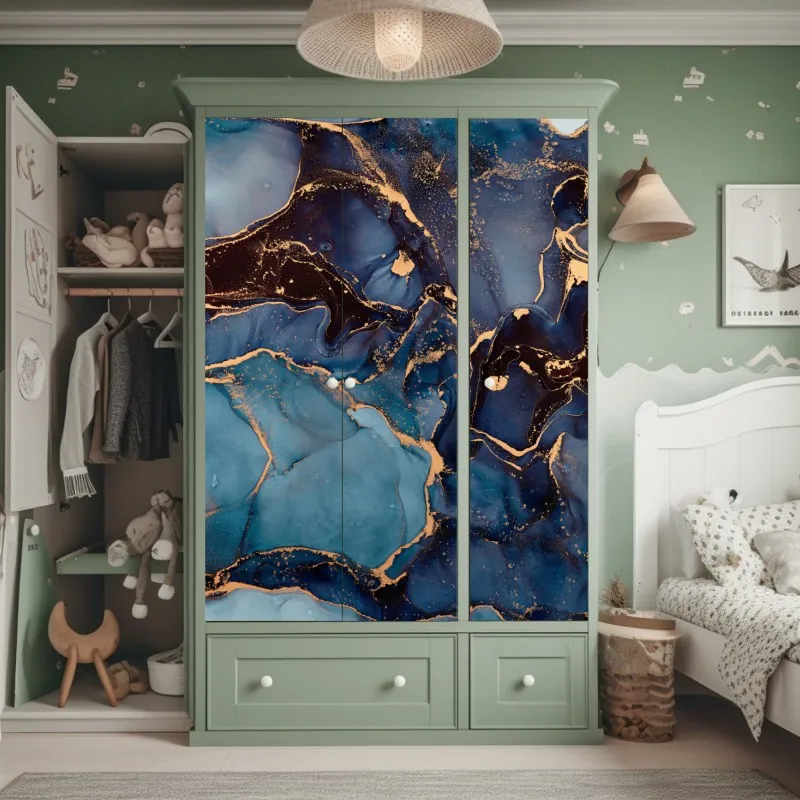 Naklejka na szafę tropikalny zachód słońca z palmami – Wallissimo®