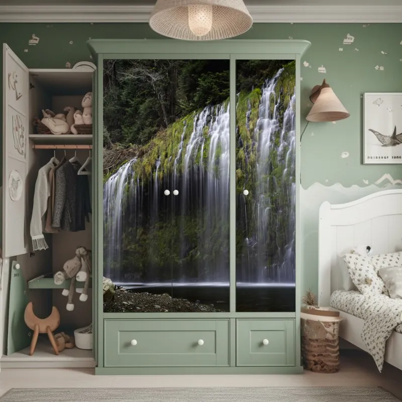 Naklejka na szafę złote tropikalne liście bananowca – Wallissimo®